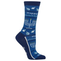 Hot Sox Women's Happy Hanukkah Non Skid Crew Socks 1 Pair, 4-10.5 Shoe
